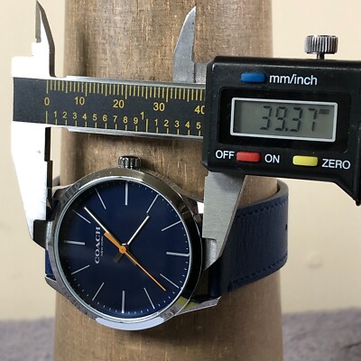 Vintage Coach Men CA.118.2.112.1640 Dress Blue Dial Leather Quartz