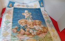 Baby Blanket Handmade Cotton Mother Goose Teddy Bears 35 x 45 in. Yellow