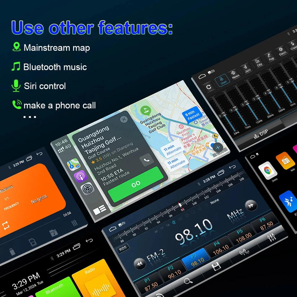 For Fiat Linea Punto EVO 2012-2016 Stereo Screen CarPlay Car Radio GPS Player - Image 2 of 4