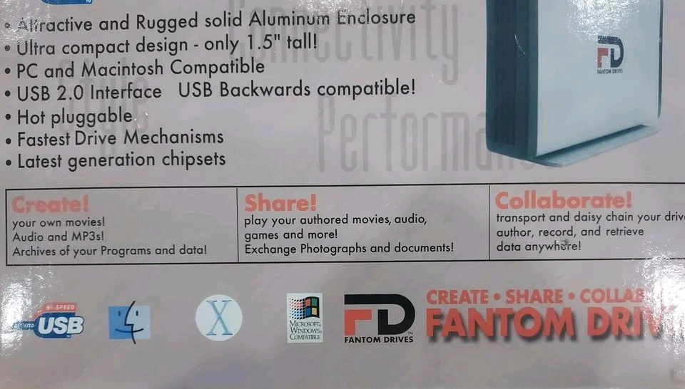 FANTOM DRIVES TITANIUM-External USB 2.0 HARD DRIVE.(new) - Image 3 of 4