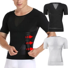 Mens Compression Vest Body Shaper Abdomen Belly Tummy Control Tee Shapewear