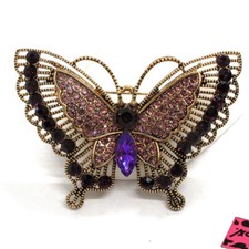 New Purple Crystal Vintage Butterfly Rhinestone Fashion Women Charm Brooch Pin