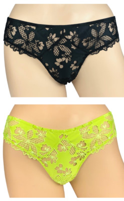 VICTORIA'S SECRET VERY SEXY FISHNET LACE EMBROIDERED THONG PANTY XS S M L XL NWT