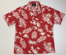 Norscot Men’s Large Red Floral Hawaiian Short Sleeve Button Up Shirt Made In USA