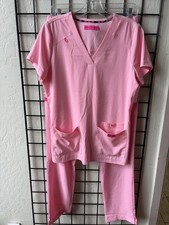 Koi Women's Koi Betsy Johnson Sweet Pink Straight Leg Scrub Set Size Small Tall