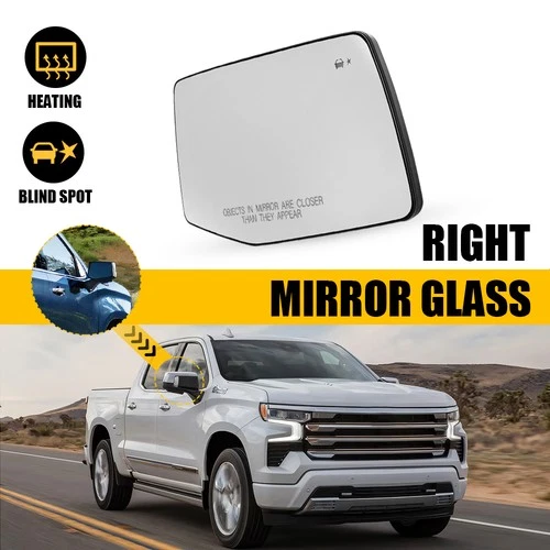 Heated Mirror Glass Right Heated & Blind Spot For Chevrolet Silverado 1500 19-24