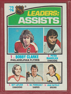 1976-77 Topps #002 Assists Leaders - Bobby Clarke - Guy Lafleur - 524   
