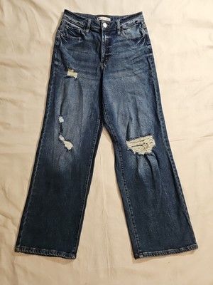 SO High Rise Baggy Dad Ankle Jeans Distressed Stretch Women's 9 28 x 28