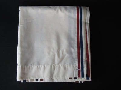 Vintage Jc Penney Zwilling Top Blatt Gestreift Beige Rot Blau Knöpfe Löcher