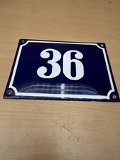 ALTE EMAIL EMAILLE Emailleschild Emailschild  HAUSNUMMER 36 BLAU/WEISS 20 x 14 