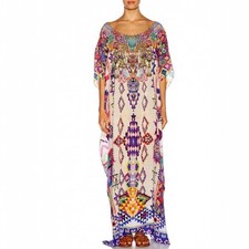 Camilla Mother Knows Best Kaftan One Size Long Round Neck Maxi Silk