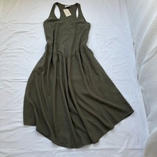 NWT sz XL - Sundress / COTTAGE Dress - LINEN blend- Olive Green_ PRAIRIE coastal