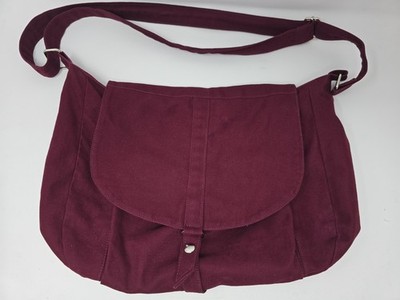Canvas Crossbody Purse, Small Tote Bag, Diaper Bag Burgundy Red Christy Studio