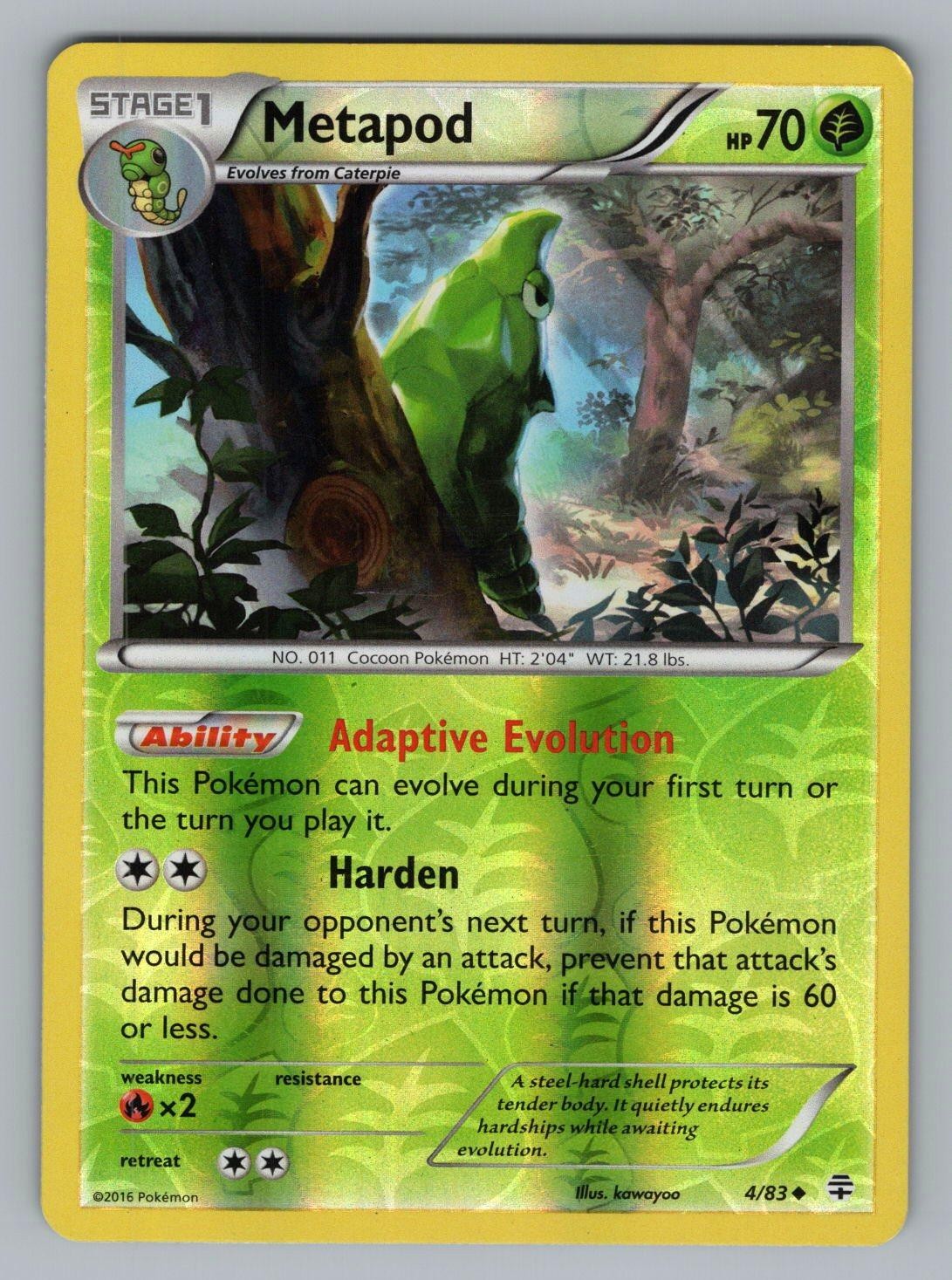 METAPOD 4/83 UC GENERATIONS POKEMON REVERSE HOLO NM GEN 2016