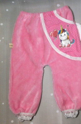 weiche Baby Jogging Baumwoll Samt Hose Kinder Mädchen  Einhorn handmade 74/80