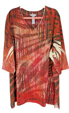 Top AVENUE Plus TALLA 26/28 Naranja Negro Plateado Rayas Rayón Spandex Informal