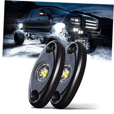 LED Rock Lights White 2PCS for Off Road Truck Auto Car Boat ATV SUV RZR