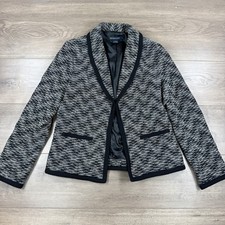 Pendleton 100 Virgin Wool Cropped Blazer Jacket Women  s 6 Black/White Heather