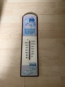 Instant Postum Advertising, Thermometer Wall Hanging, Wood Back