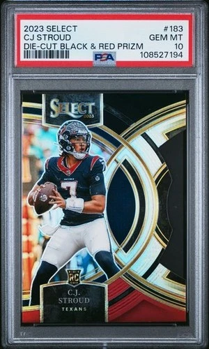 2023 Panini Select CJ Stroud Black Red Die Cut RC Houston Texans 183 PSA 10
