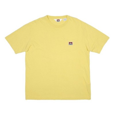 BEN DAVIS Herren Gelbes Pocket T-Shirt XL Kurzarm Rundhals Baumwolle