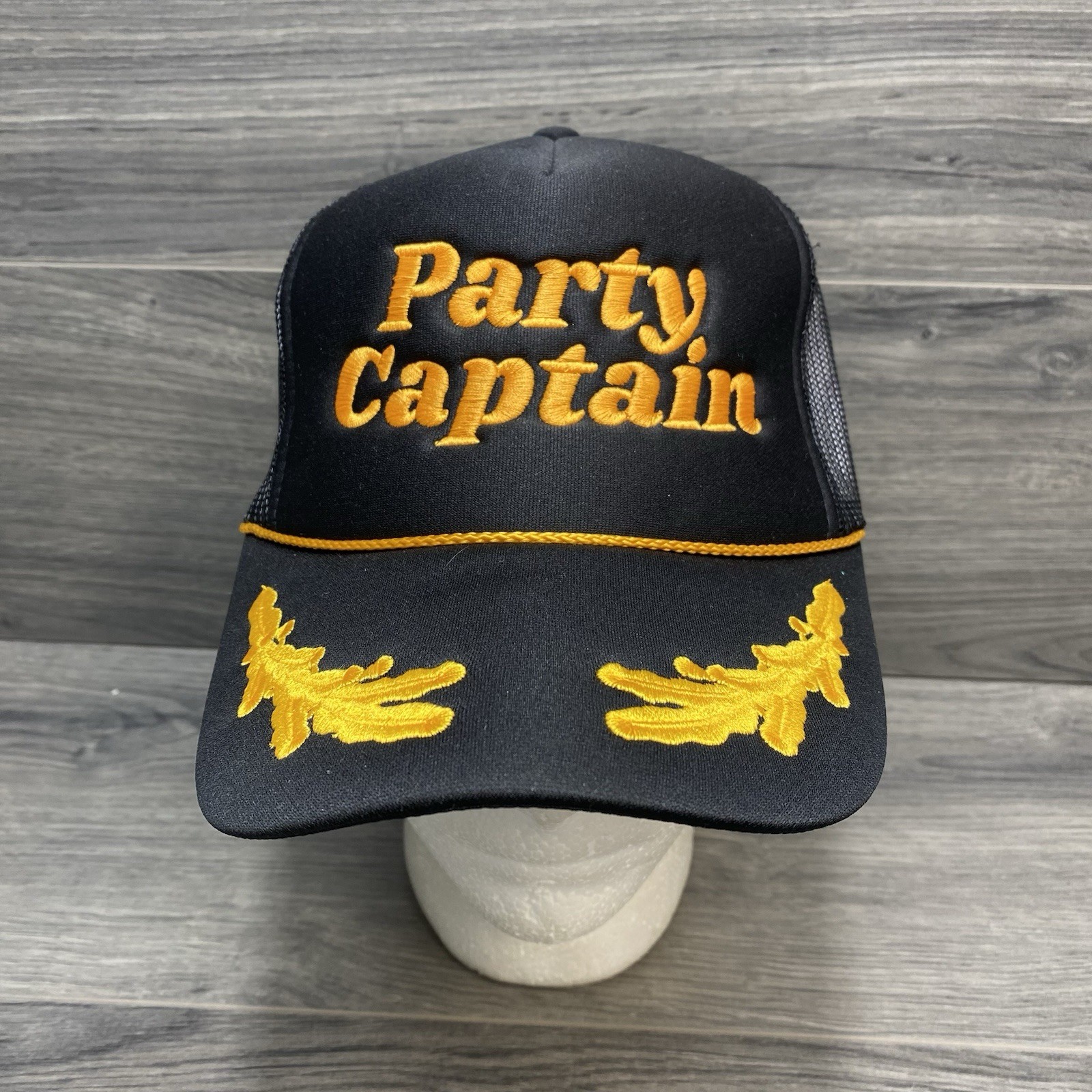 Party Captain Black SnapBack Adjustable Mesh Hat - image 2