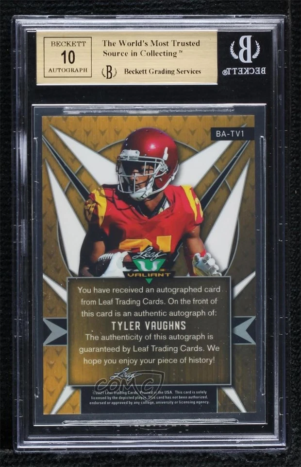 2021 Leaf Valiant Orange /50 Tyler Vaughns BGS 9.5 GEM MINT Rookie Auto RC - Image 2 of 2