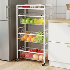 4-Tier Kitchen Slim Pull-Out Storage Rack Multi-Functional Space Saver White