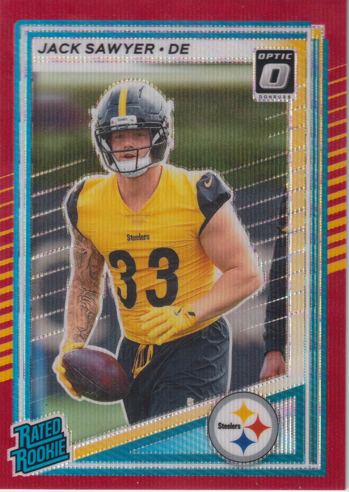 2025 Donruss #390 Jack Sawyer Optic Rated Rookies Preview Red Wave
