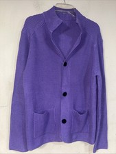 Men's Stand-up Collar Knit Cardigan Sweater Outwear Coat Tops, Purple No Size