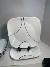 3  Corelle Simplie Lines 9" Square Salad / Luncheon Plates 4 Cereal, Bowls 1876