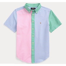 Polo Ralph Lauren Boys Sz 7 Gingham Oxford Fun Shirt Pony Logo Cotton EUC