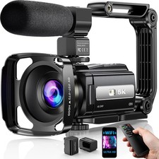 Video Camera, 5K Camcorder UHD 48MP WiFi Vlogging Camera for YouTube IR Black