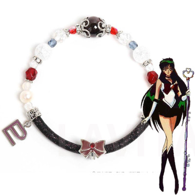 Sailor Moon Sailor Pluto Wind Cord Bracelet Natural Stones in Box Japan New