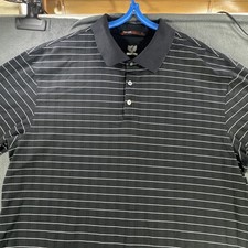 Nike Tiger Woods Collection Golf Polo Lines Striped Size XL Black