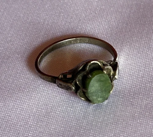 Vintage Sterling Silver Vesuvianite Ring Adjustable Size 6(+/-) Marked "D" J1