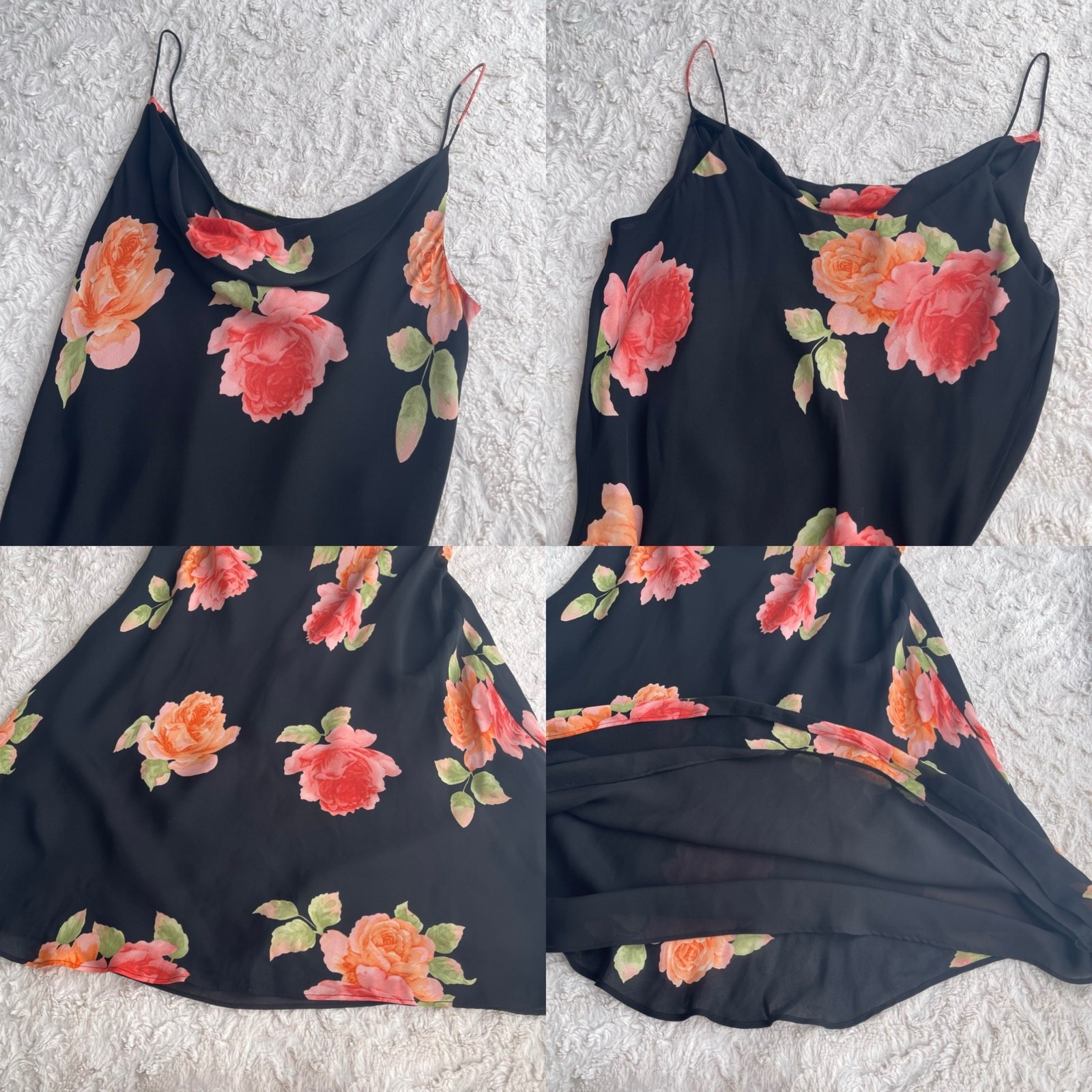 Spenser Jeremy silk rose floral slip dress cowl neck slipdress vintage Y2K M