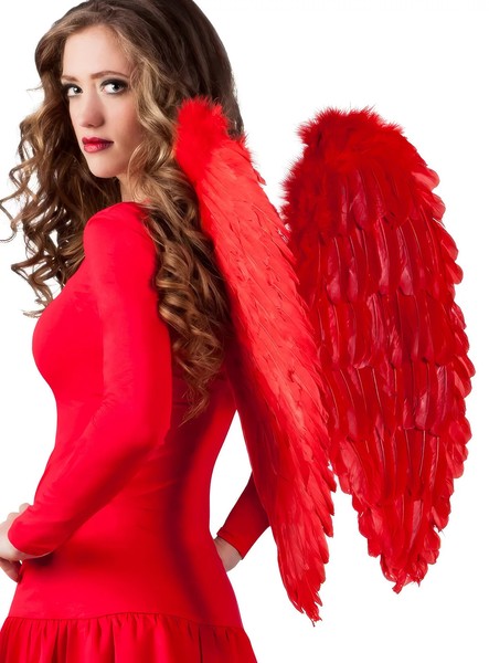 FederflüGel Rot 65Cm - Karneval FaschingskostüM - TeufelsflüGel Aus Echten-image