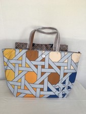 BNWT Tory Burch Basketweave Nylon Large Tote Bag Blue/Colour-block $320.00