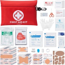 PTEROMY 150 Piece Mini First Aid Kit, Portable Small Emergency Kits Red 