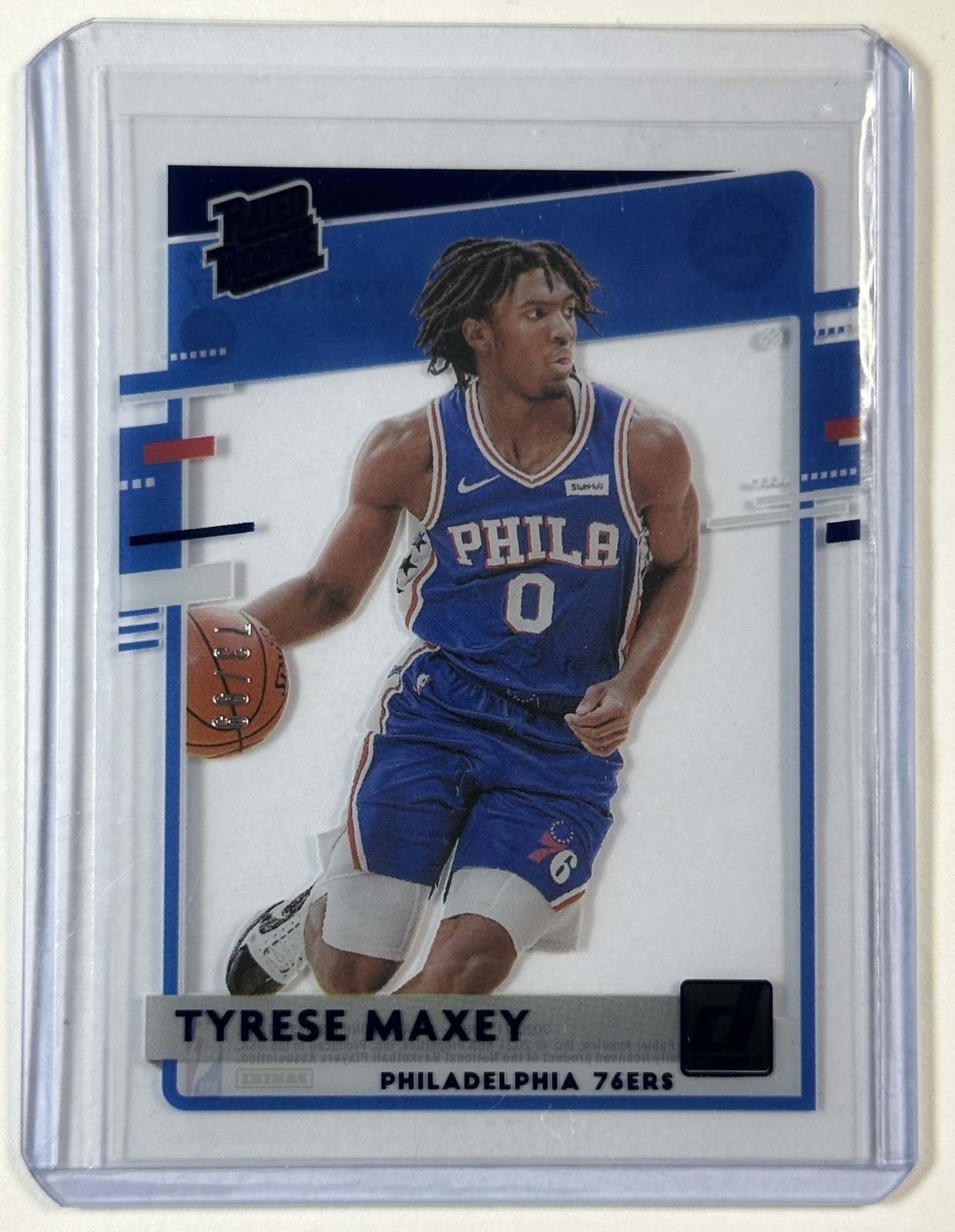 TYRESE MAXEY 2020-21 PANINI CLEARLY DONRUSS #74 ROOKIE BLUE RC 73/99 76ERS