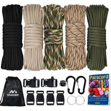 MONOBIN 550 Paracord Kits- 5Colors 20ft with Buckles for Bracelet Making