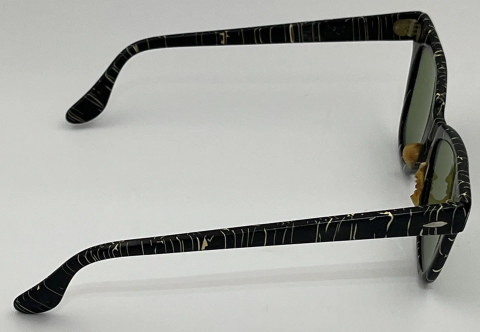 Gafas de sol Ray Ban Bausch & Lomb vintage años 50 raras pintura negra rayas salpicaduras Foto 3 de 4