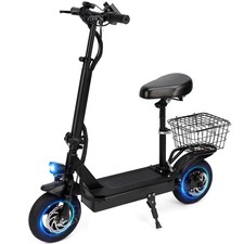 Electric Scooter 48V 10Ah Foldable 10" Tires 20MPH w/ Basket Long Range 25mi 