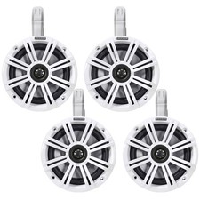 Kicker 6.5" 195W Speakers 2 Pair w/ White Grilles, Speaker Enclosures White 