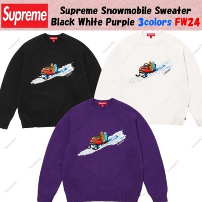 Supreme Snowmobile Sweater Black White Purple 3colors FW24 | eBay 