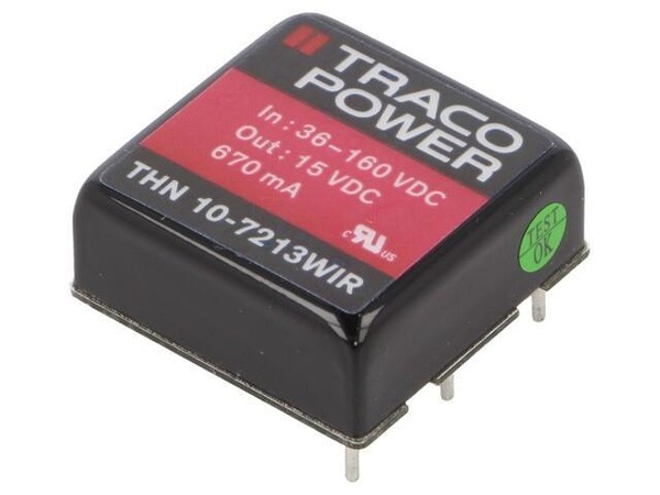 "Thn 10-7213WIR Wandler: Dc/Dc 10W Ueing: 36-160V 15VDC Iausg: 670Ma 1\"X1\" Traco"-image