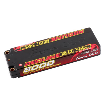 Gens Ace Redline 5000mAh 7.4V 140C 2S Lipo Battery HardCase Für 1/8 1/10 RC Auto