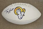 Torry Holt Autographed White Panel Team Logo St Louis Los Angeles Rams Football