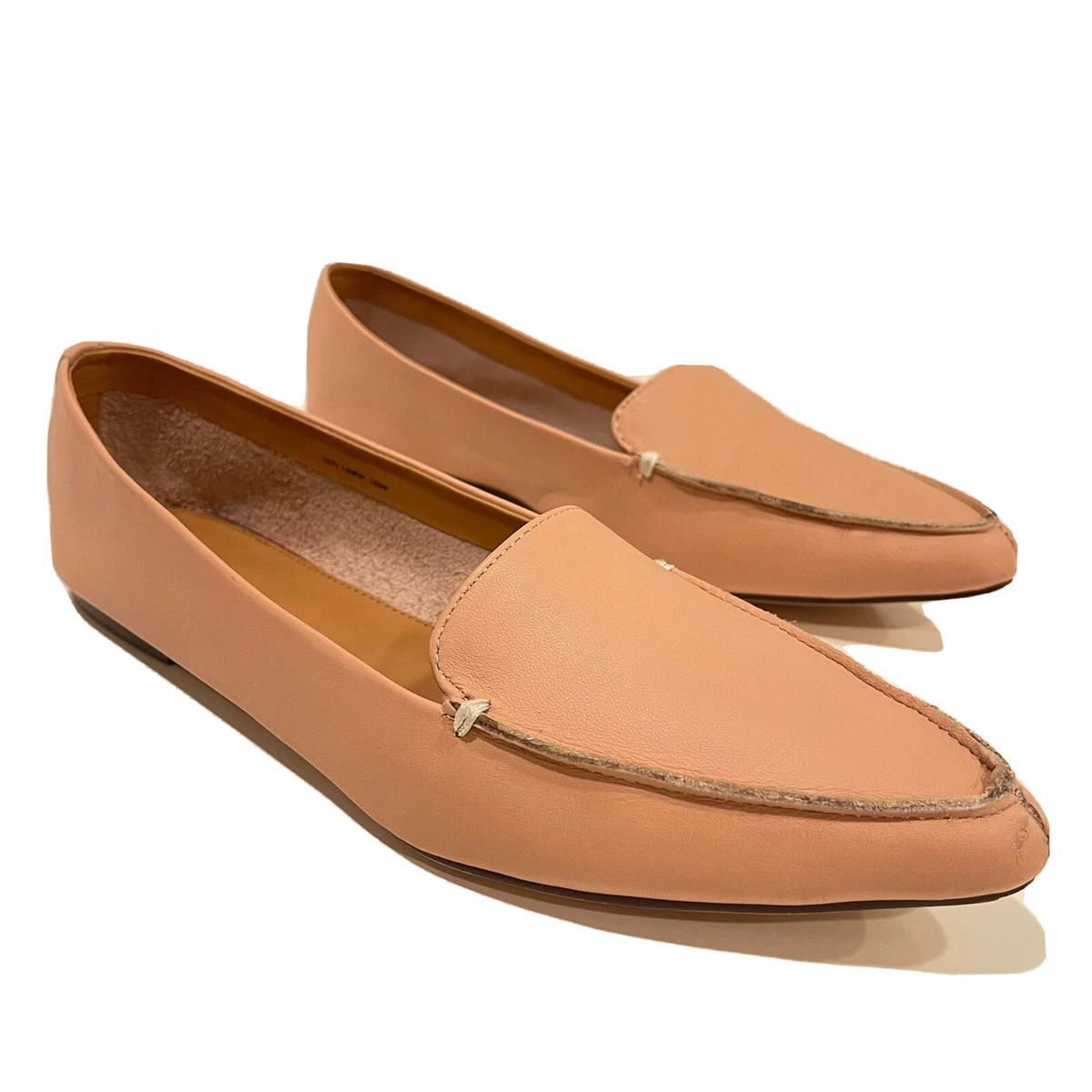 J. Crew Women s Edie Loafers Size 9 Slip On Flats Shoes Nude Leather Pointed Toe